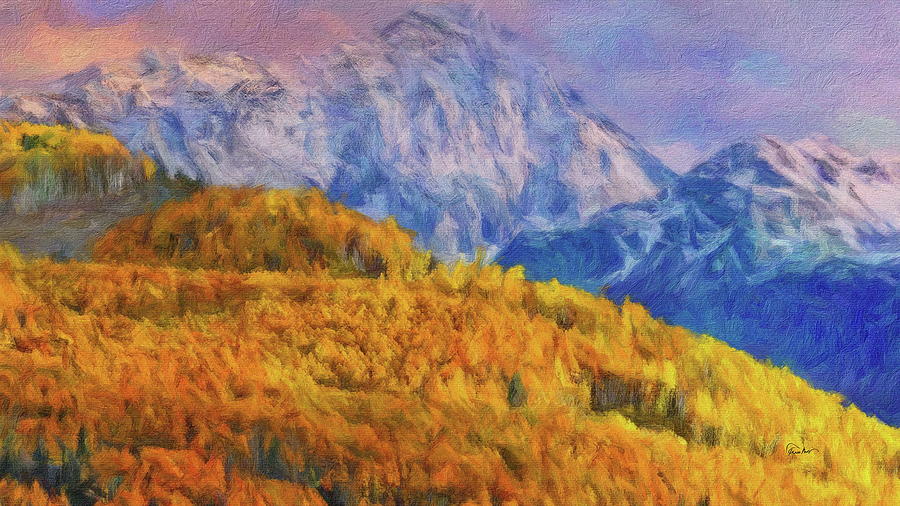Aspens Capitol Peak in Autumn Digital Art by Russ Harris