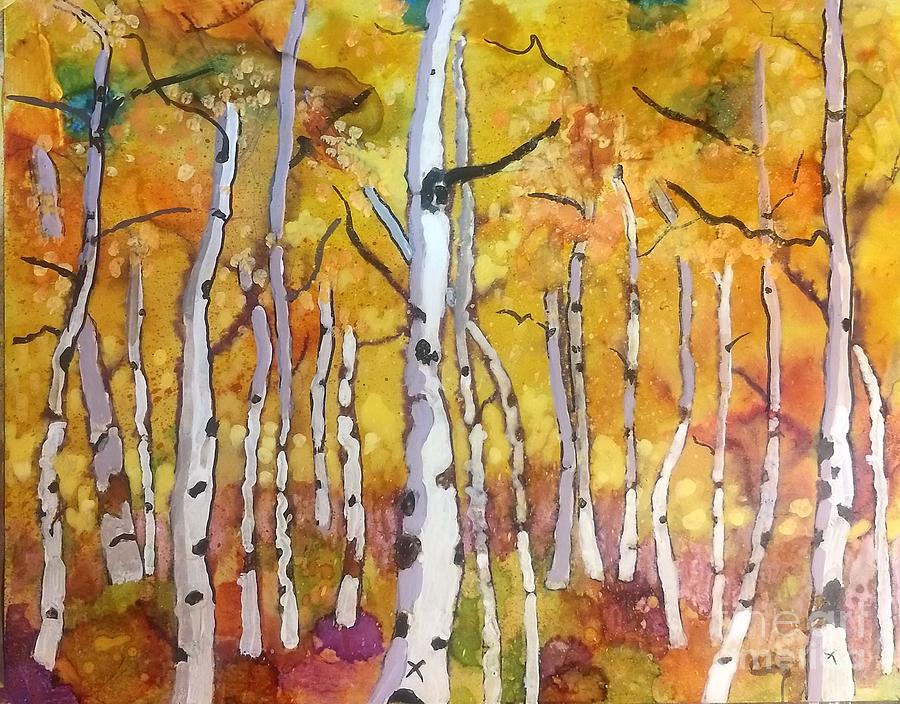 Aspens In Situ Painting by Constance Gehring