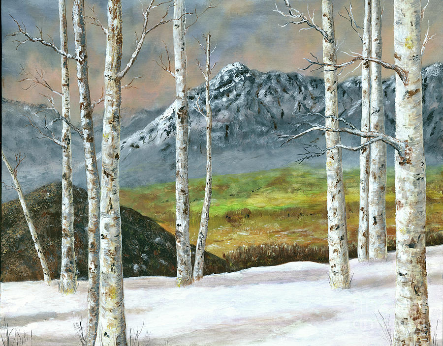 Aspens In Snow Painting by Timothy Hacker