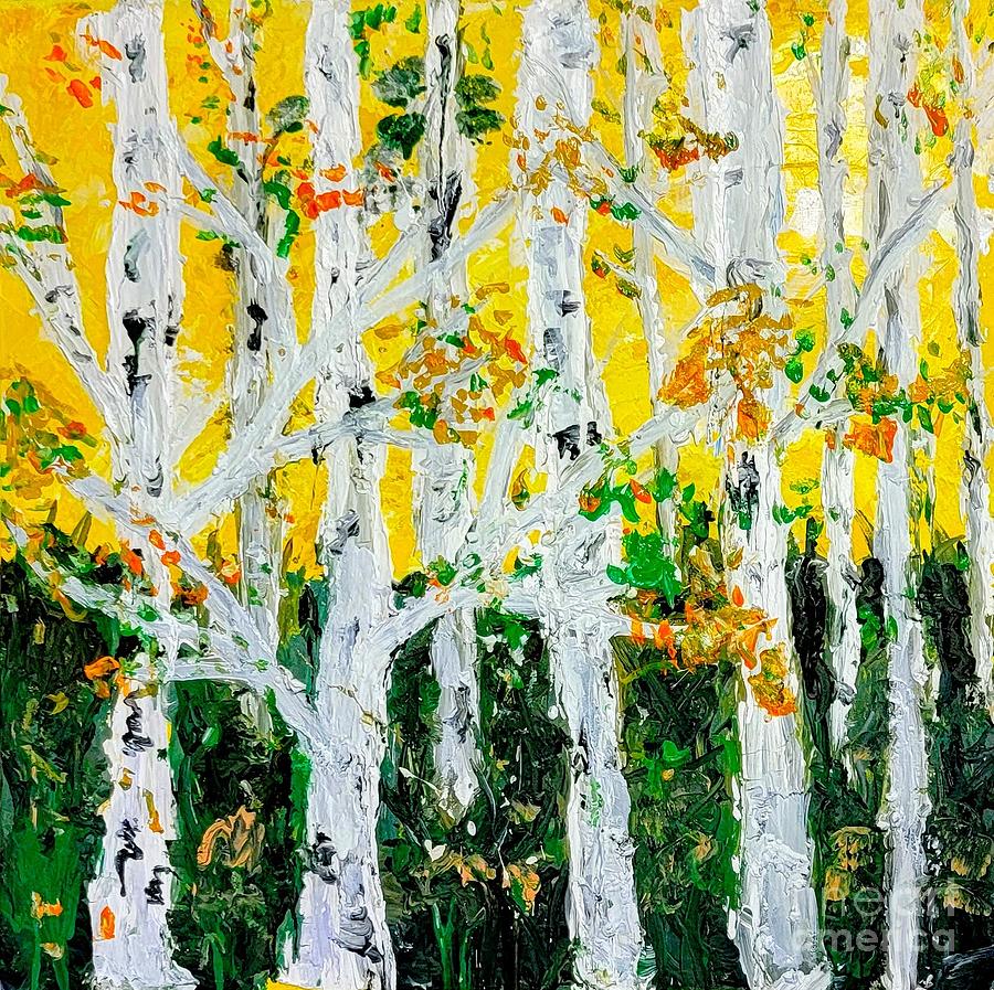 Aspens in Yellow Painting by Ania M Milo