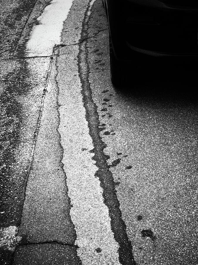 Asphalt Border - Black and White Street Photography Photograph by Matthias Hauser