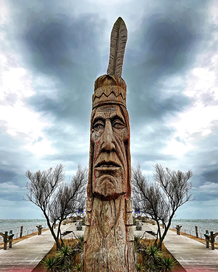 Assateague Indian at the Ocean City Inlet Edited Photograph by Bill Swartwout