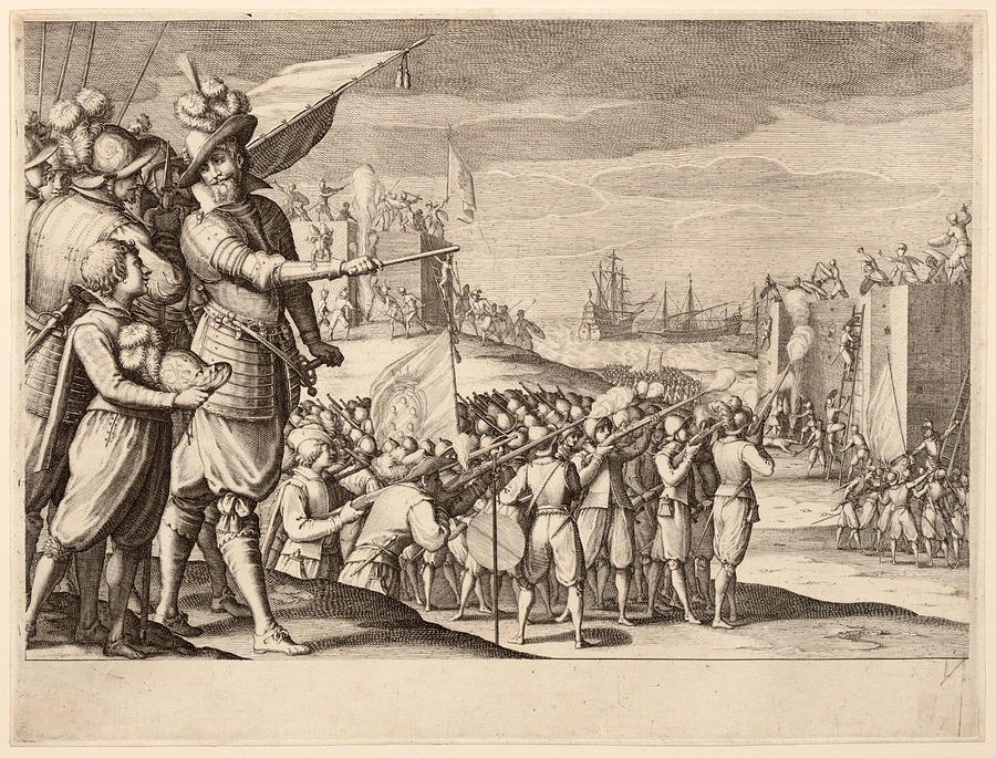 Assault on two Fortresses  Drawing by Jacques Callot