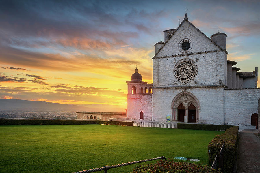 Assisi, San Francesco Church at sunset Photograph by Stefano Orazzini