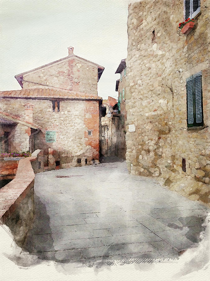 Assisi Street Scene Digital Art by Deborah League