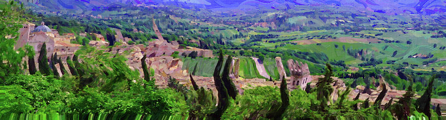 Assissituscany Landscape , Paesaggio Toscano Italy - Painting By Ahmet Asar Digital Art