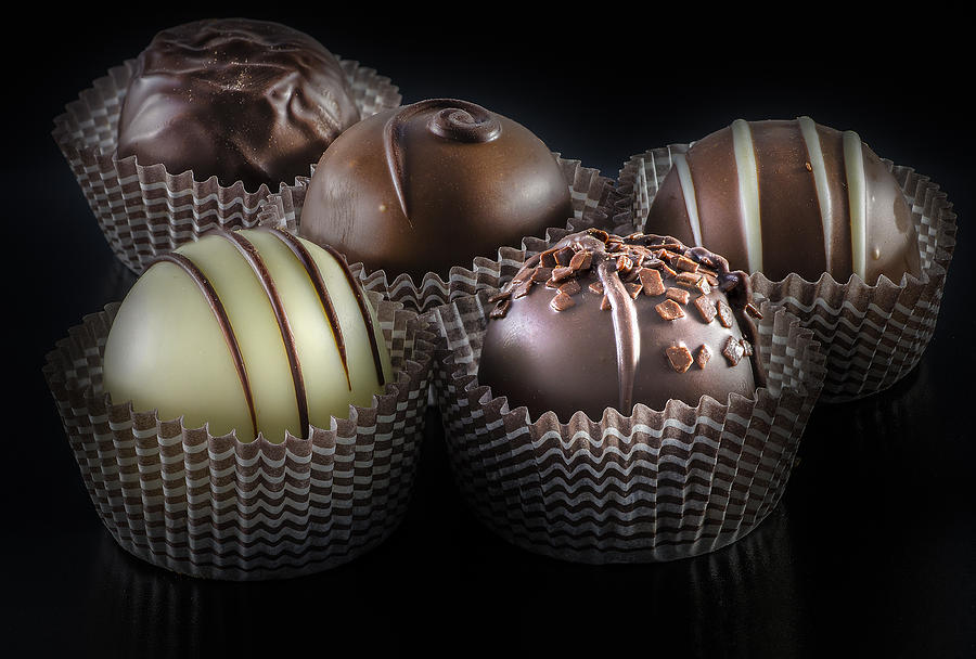 Assorted Belgian  Chocolate Praline On A Dark Background Photograph by Stefanocar75