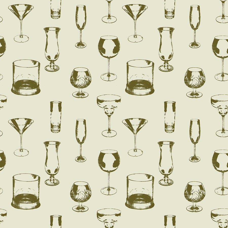 Assorted Glassware Repeating Patterns Vintage Brown Photograph