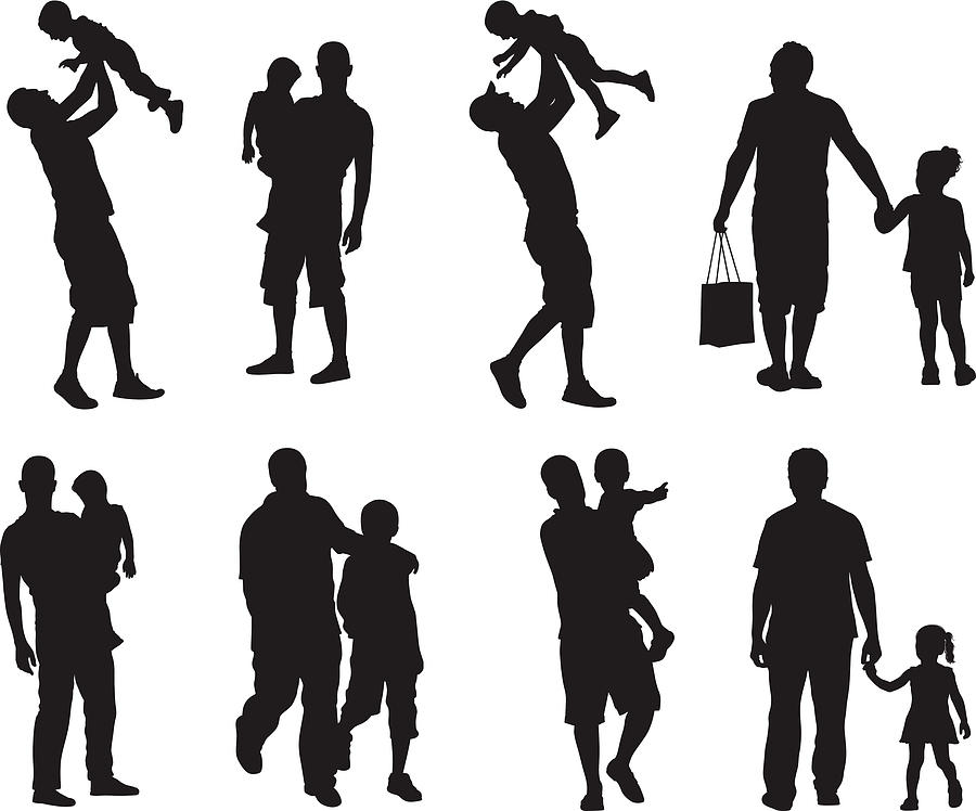 Assortment of silhouette images of father and children Drawing by AskinTulayOver