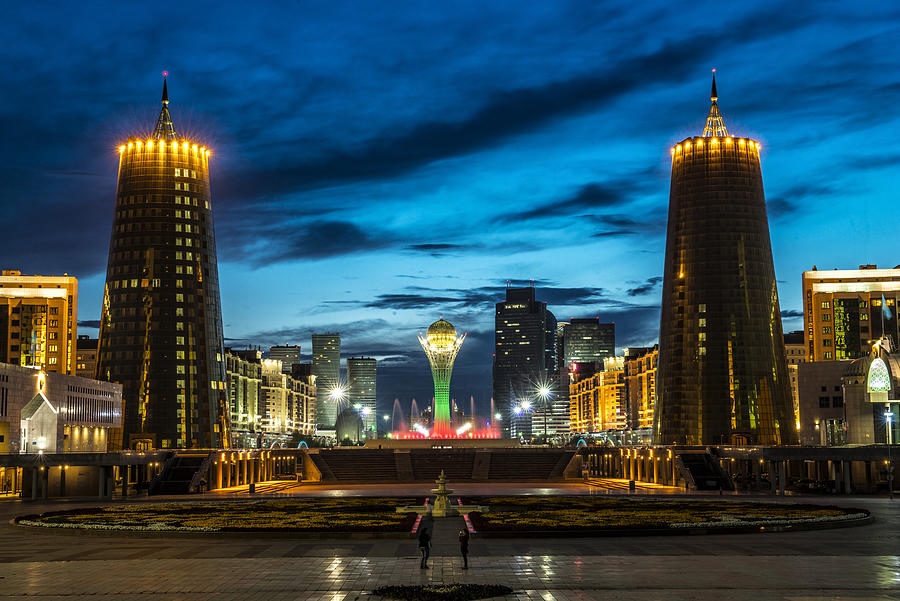 Astana Kazakhstan sightseeing by night Photograph by Nutexzles