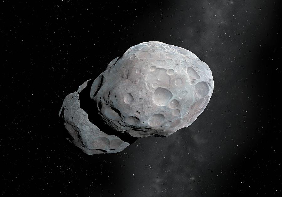 Asteroid 624 Hektor, artwork Drawing by Science Photo Library - MARK GARLICK.