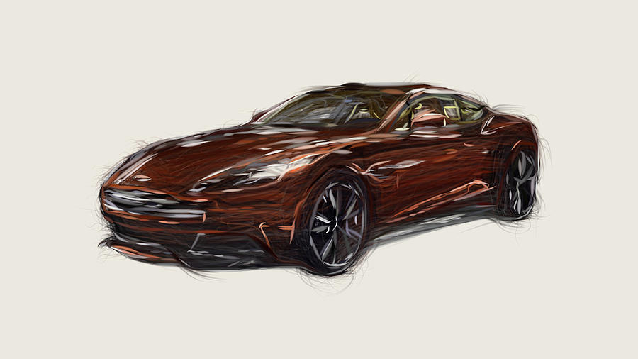 Aston Martin AM 310 Vanquish Car Drawing Digital Art by CarsToon Concept