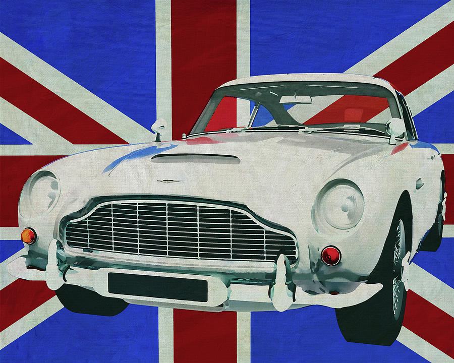 Aston Martin DB5 in front of the Union Jack Painting by Jan Keteleer