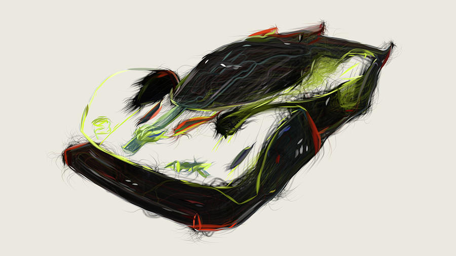 Aston Martin Valkyrie AMR Pro Car Drawing Digital Art by CarsToon Concept