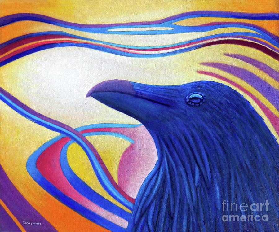 Astral Raven Painting by Brian  Commerford