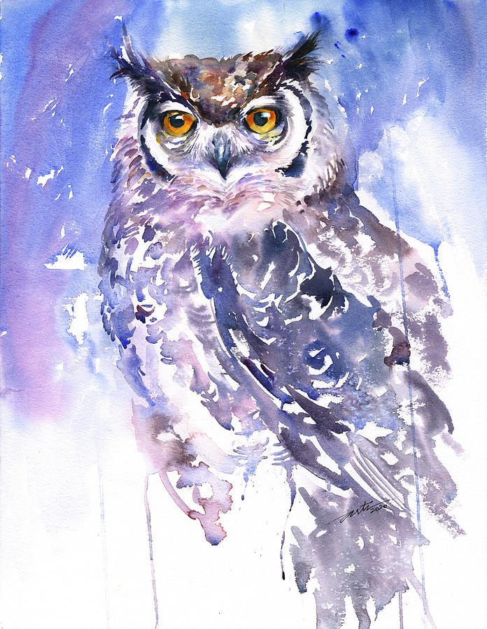 Astrid the owl Painting by Arti Chauhan
