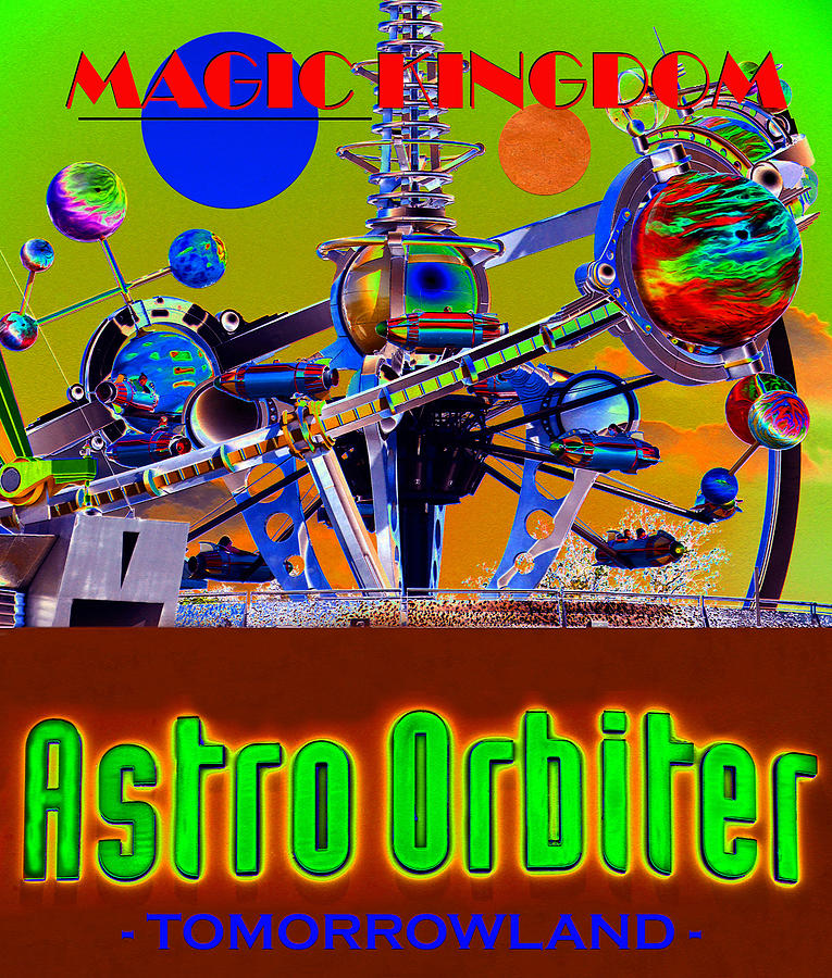 Astro Orbiter retro poster work A Mixed Media by David Lee Thompson