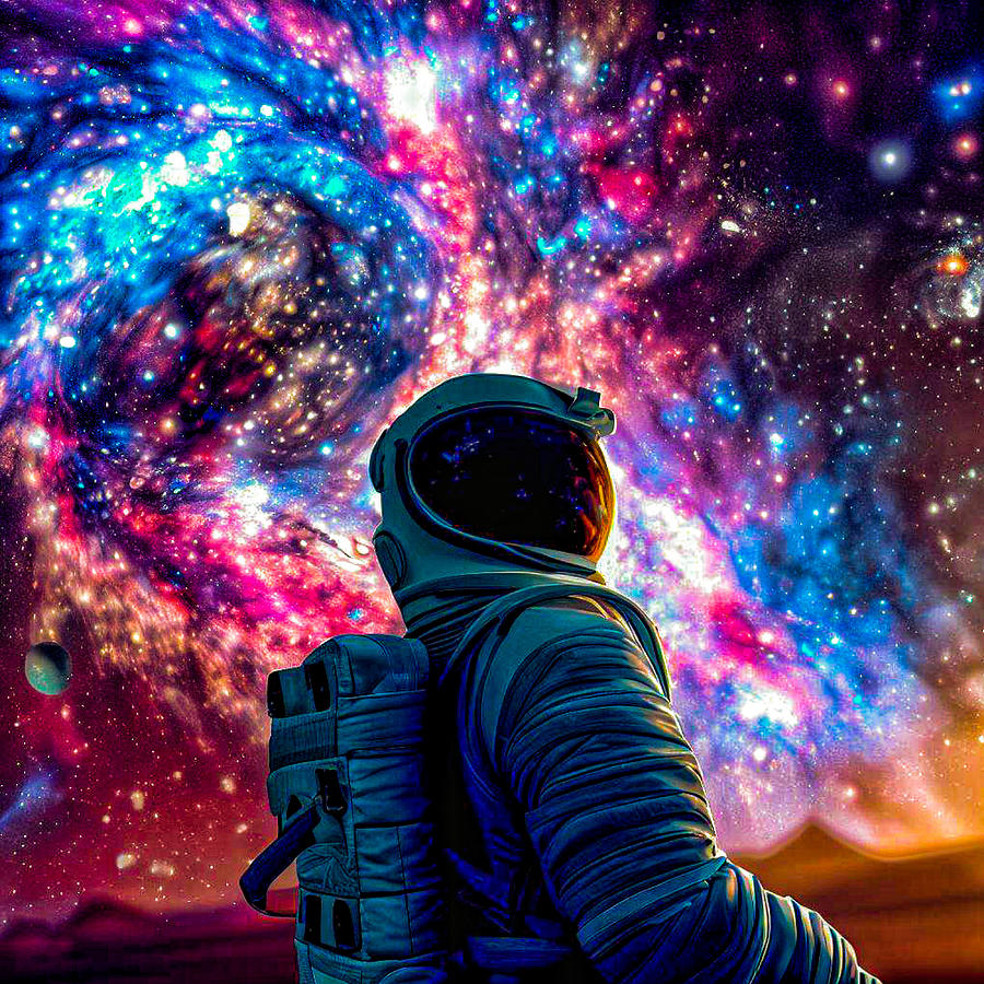 Astronaut And Multiverse Digital Art By Moh Fuad Azhar Maskuri - Fine 