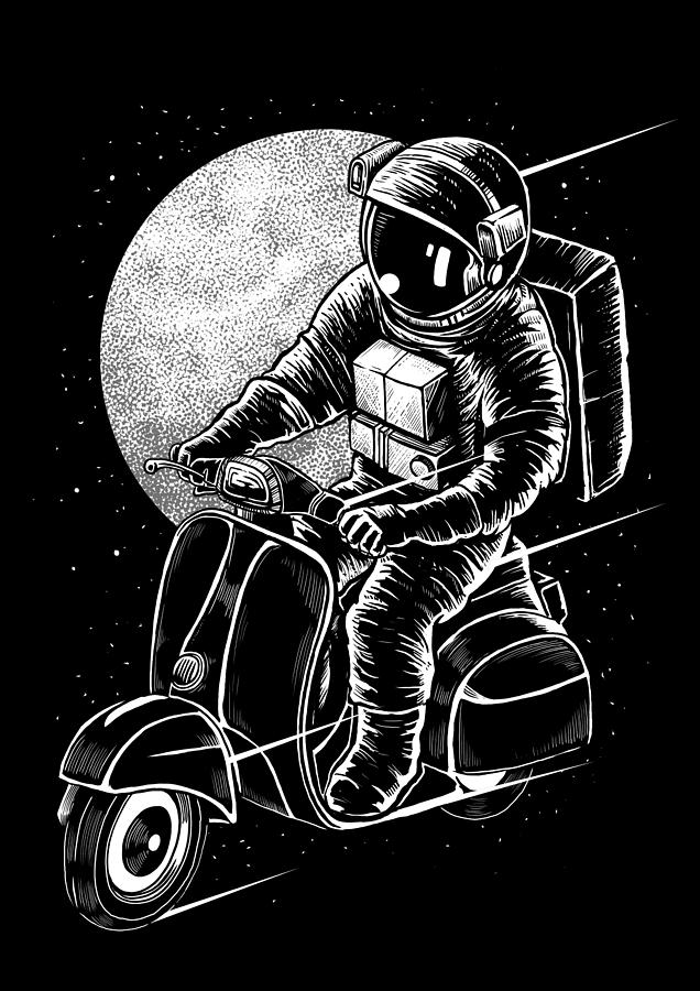Space Digital Art - Astronaut biker by Long Shot