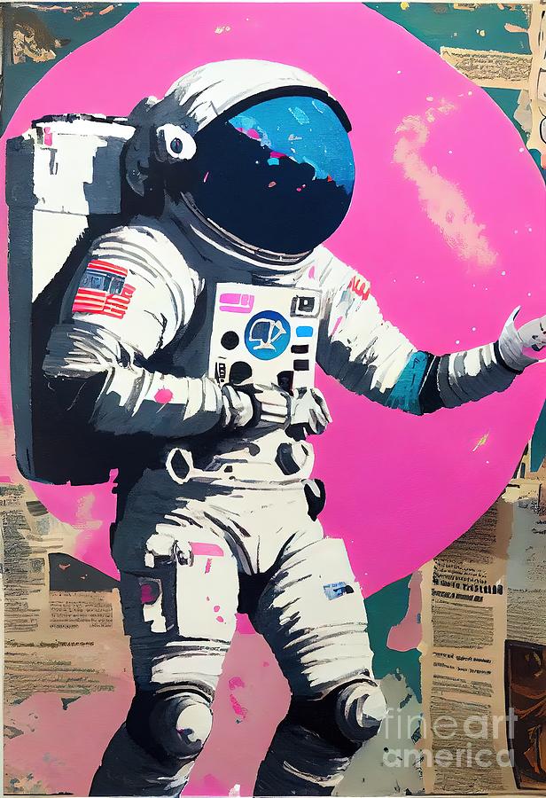 Space Painting - Astronaut Collage  by N Akkash
