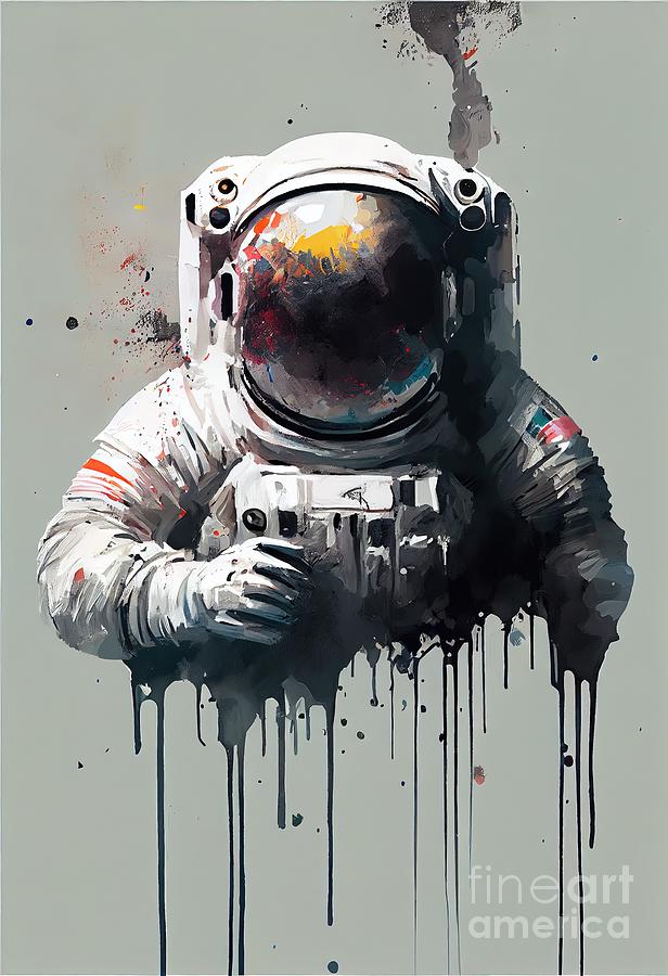 Space Painting - Astronaut Drop Color  by N Akkash
