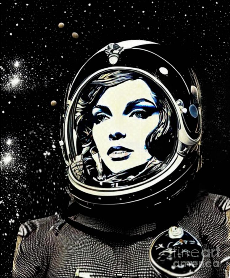 Astronaut Painting - Astronaut Girl  vintage noir sci-fi aesthetics by Cicero Spin