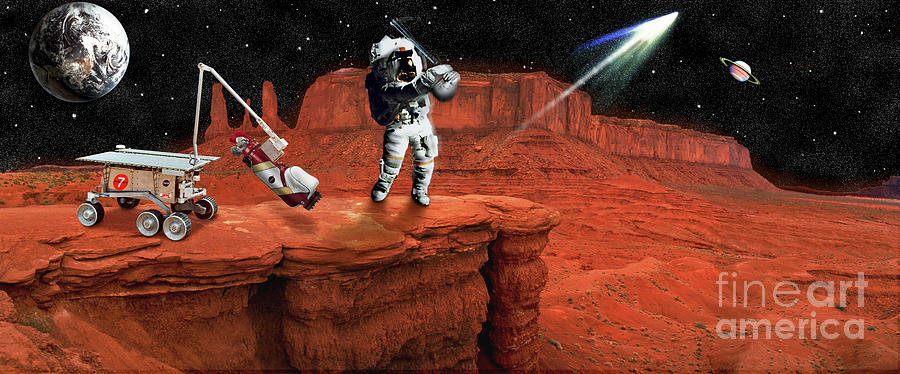 Astronaut Golfing in Outer Space Photograph by David Zanzinger