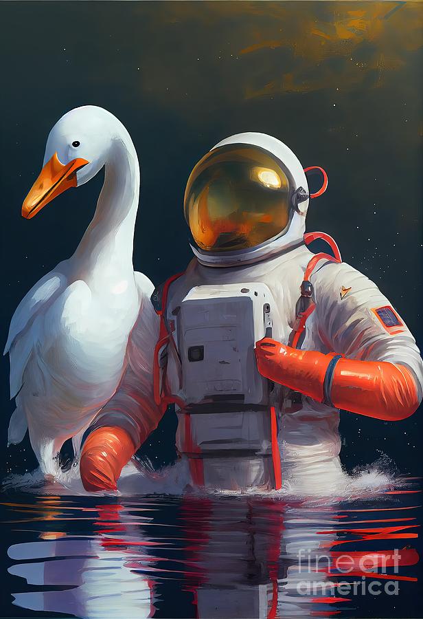 Space Painting - Astronaut Goose by N Akkash