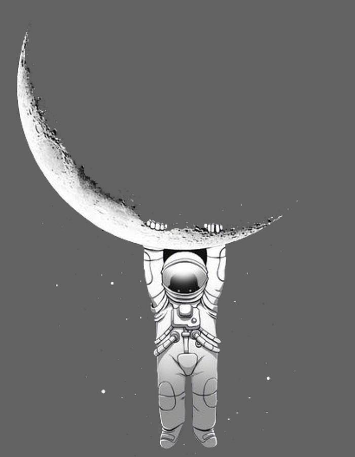 Astronaut hanging on the moon Digital Art by Konstantinos