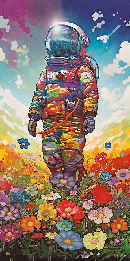 Astronaut in the flower field - Print Digital Art by SampadArt Gallery ...