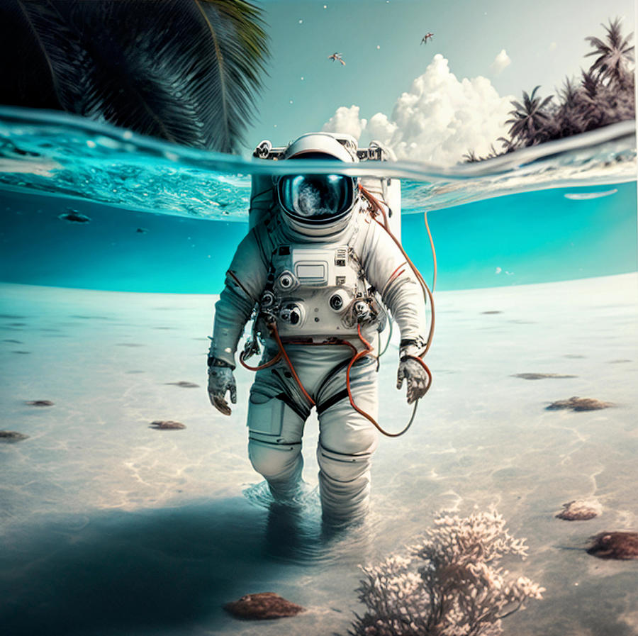 Astronaut in the Ocean Digital Art by Vincent Carter - Fine Art America