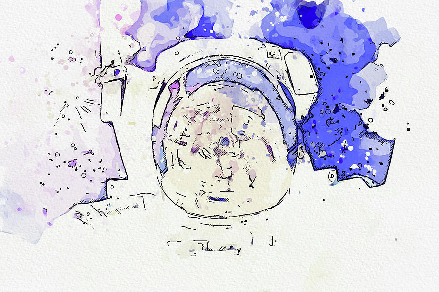 Astronaut in watercolor ca  by Ahmet Asar Painting by Celestial Images