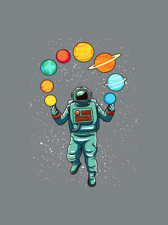 Astronaut Juggle Planets of the Solar System Painting by Moore Chapman ...