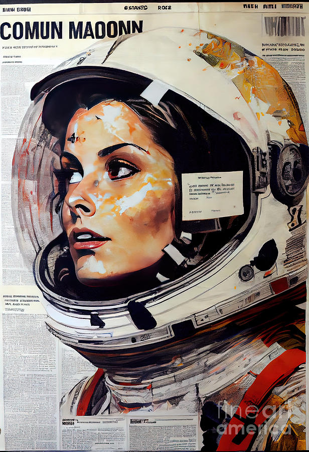 Space Painting - Astronaut Leader Women  by N Akkash