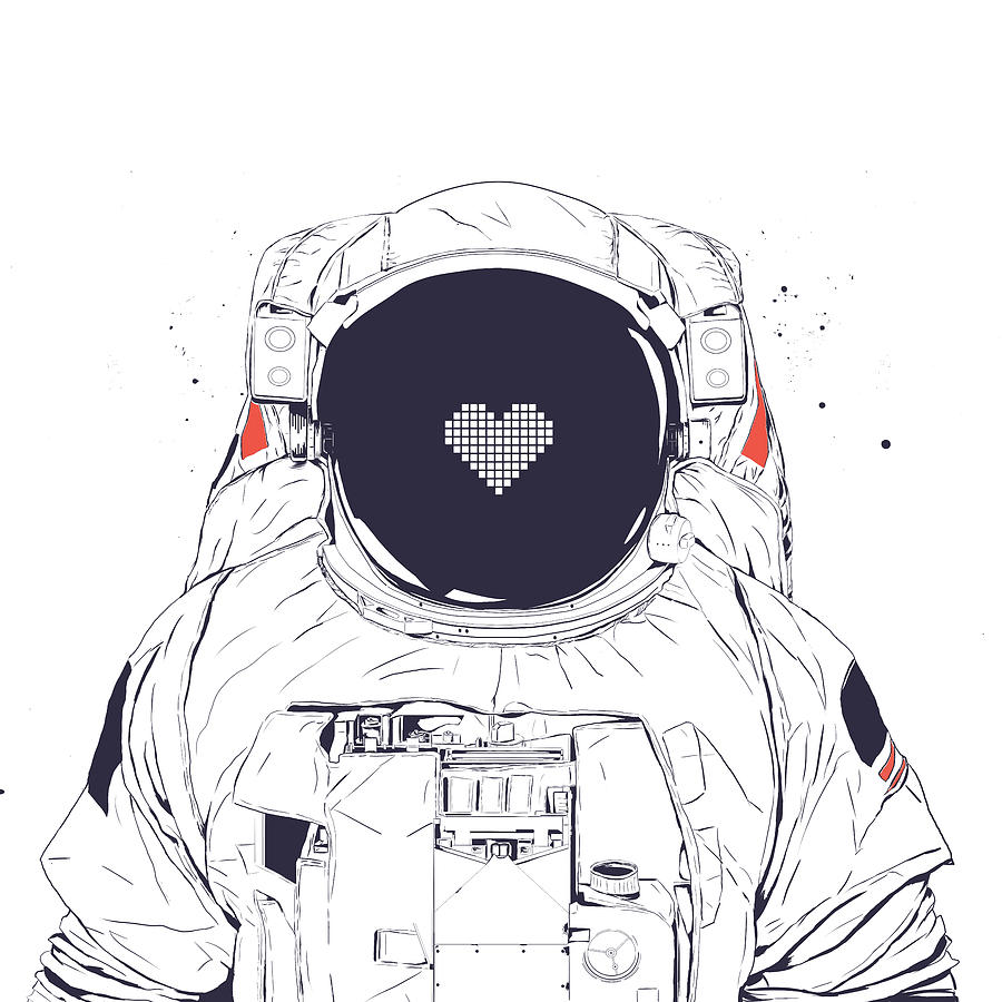 Space Drawing - Astronaut love by Balazs Solti