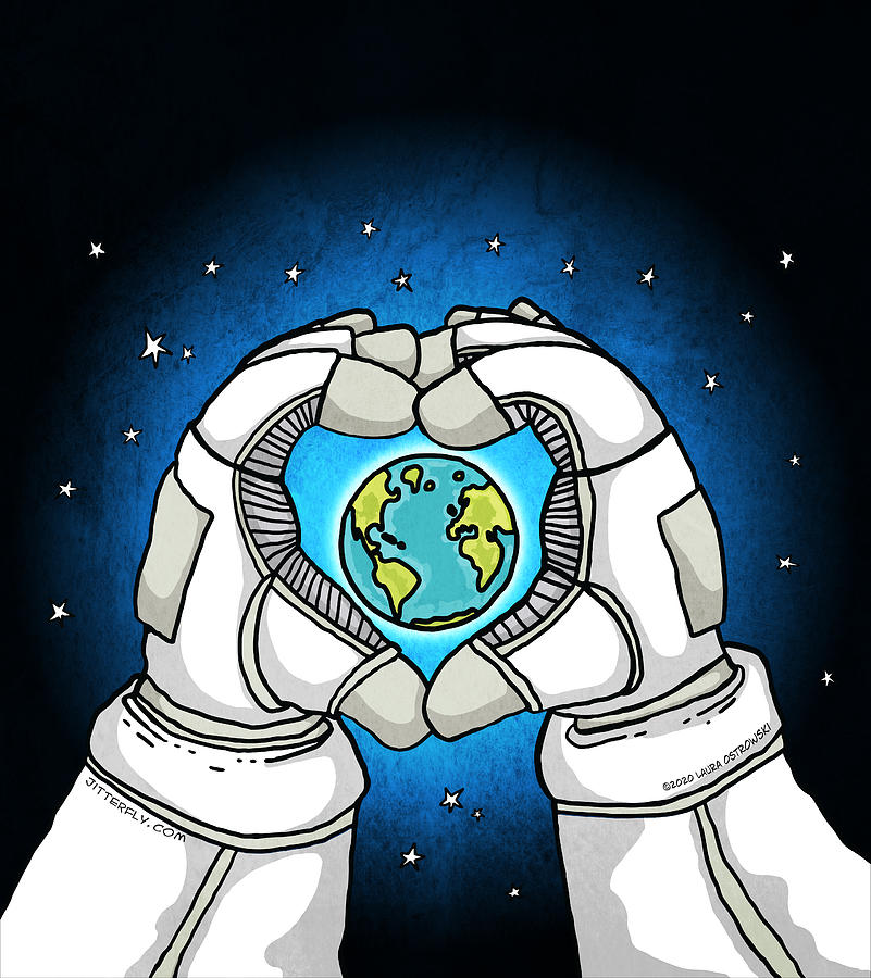 Astronaut Loves Earth Digital Art by Laura Ostrowski