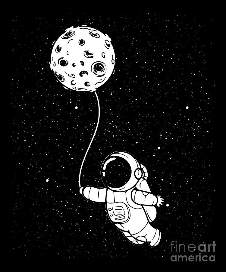 Astronaut Moon Balloon Digital Art By Shirtom Fine Art America 
