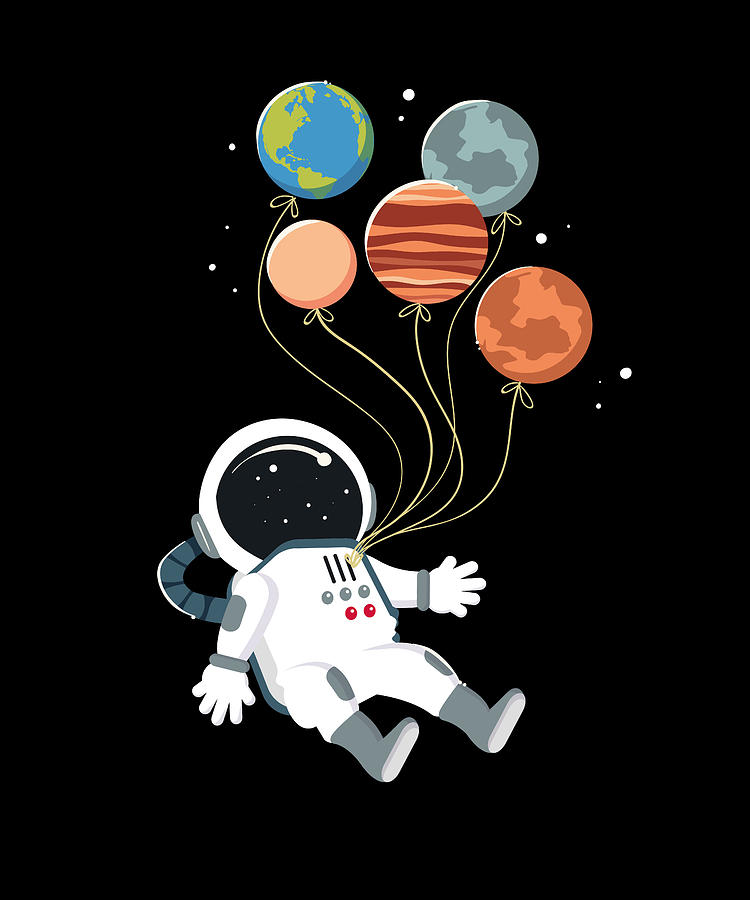 Astronaut With Balloons As Planets Space Lover Digital Art By Maximus Designs Pixels 