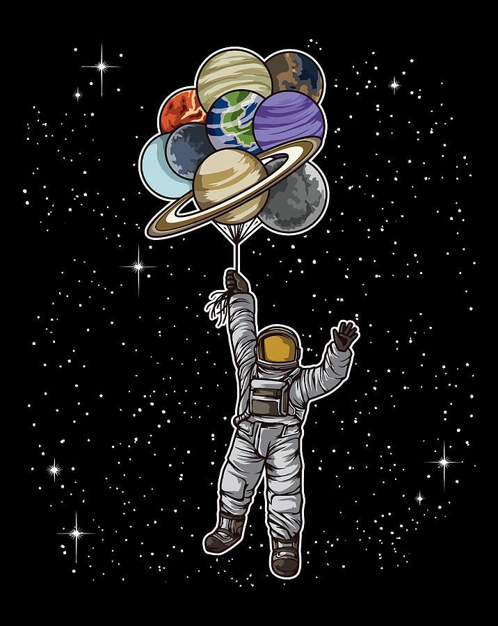 Astronaut With Balloons That Are Planets Spaceman Galaxy Digital Art by ...
