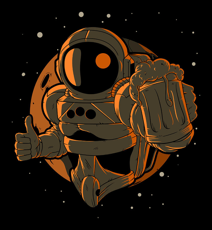 Astronaut With Beer Outer Space Spaceman Craft Beer Digital Art by ...