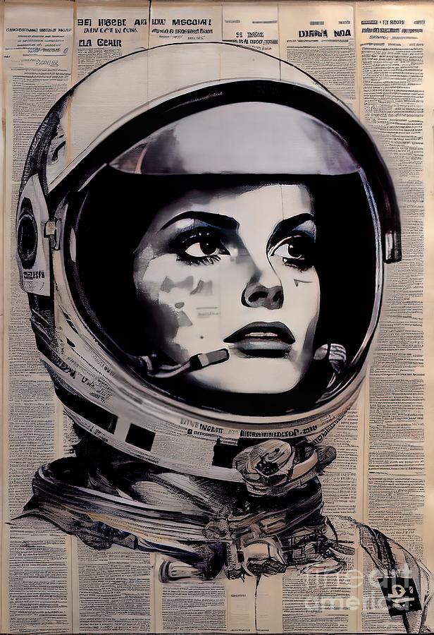 Space Painting - Astronaut Women News by N Akkash
