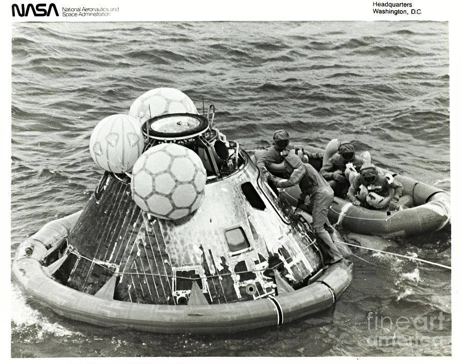 Astronauts in Lifeboat After Apollo 11 Splashdown 1969 Photograph by Peter Ogden