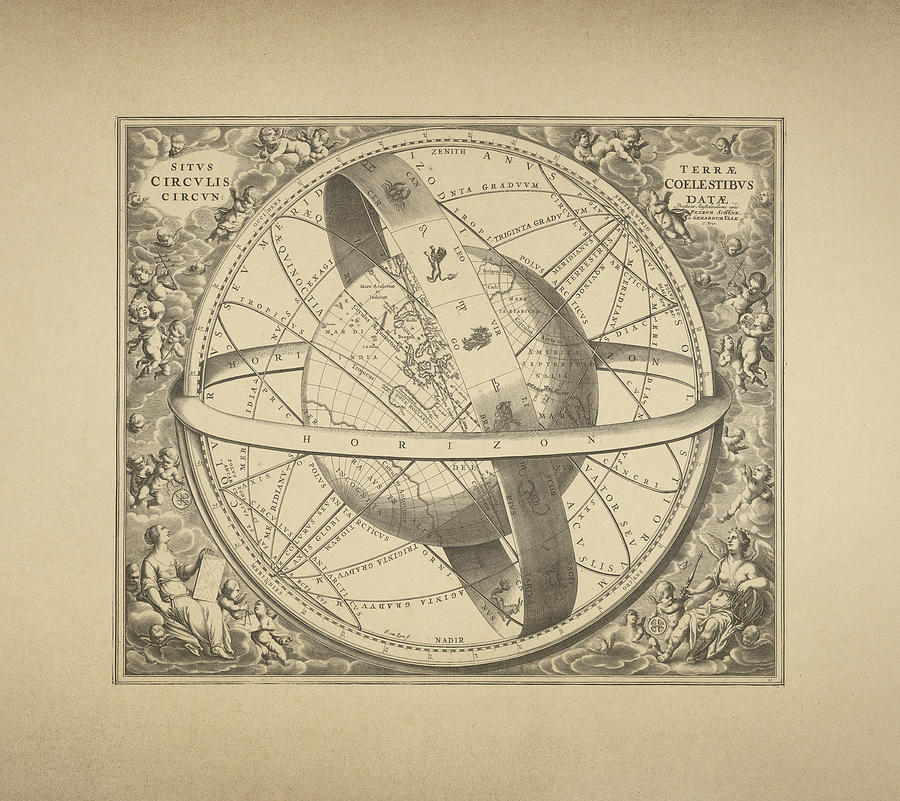 Astronomical map of the Earth according to the Ptolemaic system 1660 ...