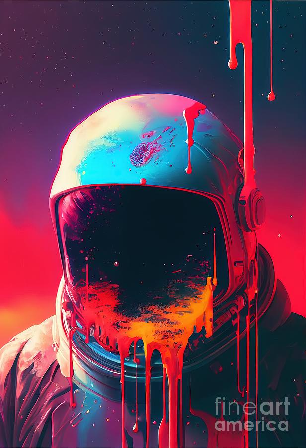 Space Painting - Astronaut Color Drop by N Akkash