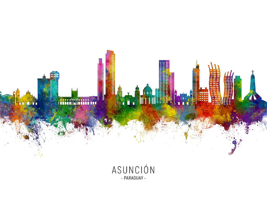 Asuncion Paraguay Skyline #35 Digital Art by Michael Tompsett