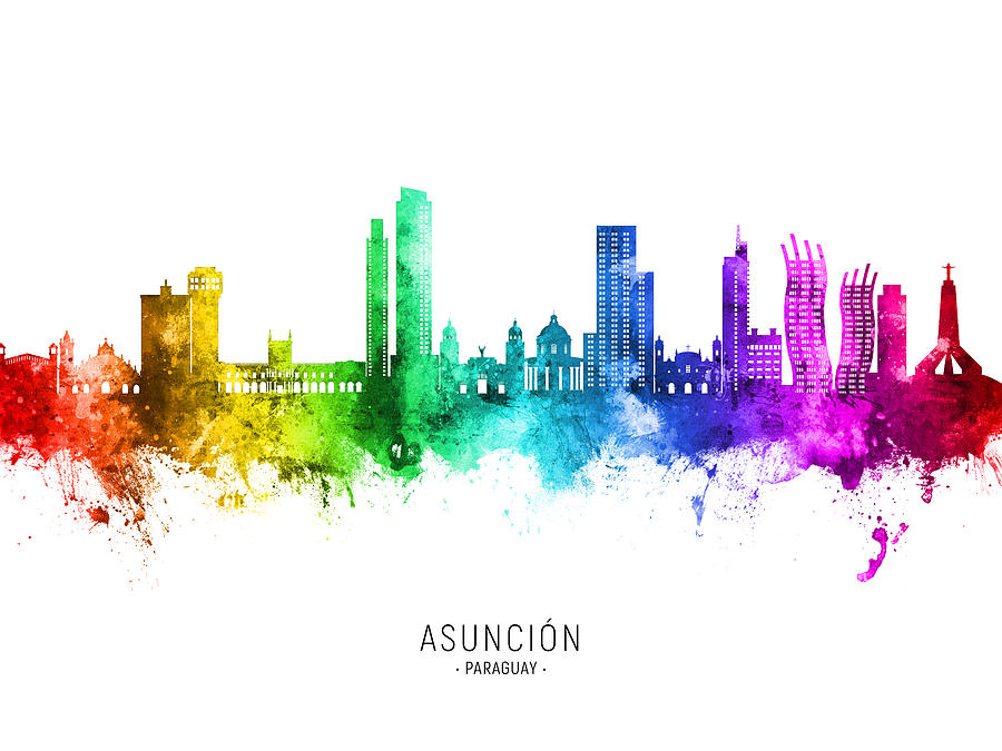 Asuncion Paraguay Skyline #39 Digital Art by Michael Tompsett
