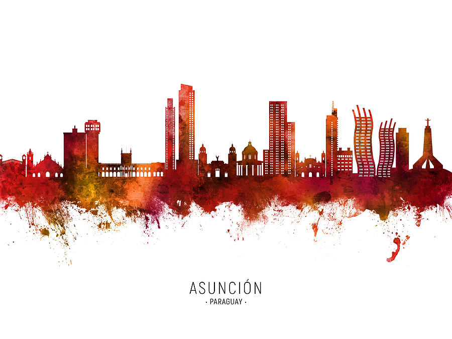 Asuncion Paraguay Skyline #45 Digital Art by Michael Tompsett