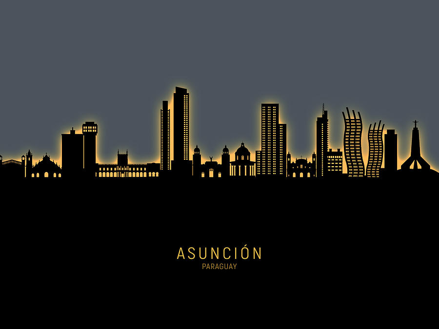 Asuncion Paraguay Skyline #48 Digital Art by Michael Tompsett