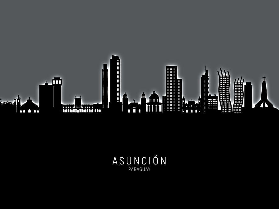 Asuncion Paraguay Skyline #49 Digital Art by Michael Tompsett