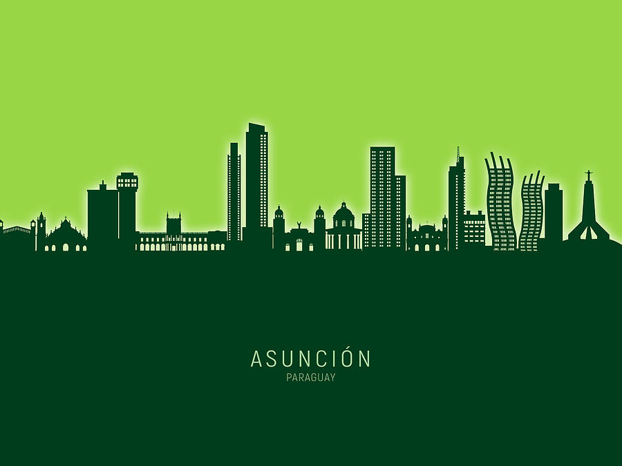 Asuncion Paraguay Skyline #52 Digital Art by Michael Tompsett